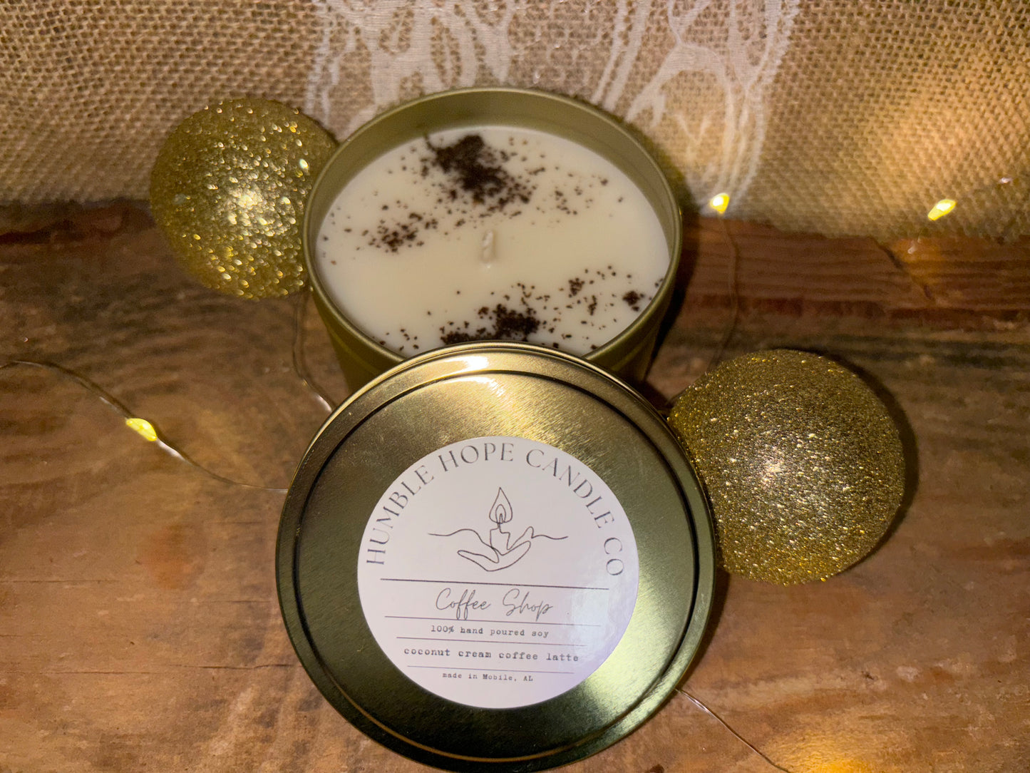 Coffee Shop 8oz Gold Travel Tin Candle